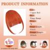 imageNAYOO Bangs Hair Clip  Moca Brown Fake Bangs 100 Real Human Hair Extensions Wispy Bangs for Women Fringe with Temples Hairpieces Curved Bangs for Daily WearCopper Red