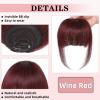 imageNAYOO Bangs Hair Clip  Moca Brown Fake Bangs 100 Real Human Hair Extensions Wispy Bangs for Women Fringe with Temples Hairpieces Curved Bangs for Daily WearRed