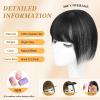 imageNAYOO Bangs Hair Clip  Moca Brown Fake Bangs 100 Real Human Hair Extensions Wispy Bangs for Women Fringe with Temples Hairpieces Curved Bangs for Daily WearNatural Black