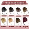 imageNAYOO Bangs Hair Clip  Moca Brown Fake Bangs 100 Real Human Hair Extensions Wispy Bangs for Women Fringe with Temples Hairpieces Curved Bangs for Daily WearRed
