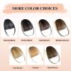 imageNAYOO Bangs Hair Clip  Moca Brown Fake Bangs 100 Real Human Hair Extensions Wispy Bangs for Women Fringe with Temples Hairpieces Curved Bangs for Daily WearNatural Black