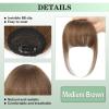 imageNAYOO Bangs Hair Clip  Moca Brown Fake Bangs 100 Real Human Hair Extensions Wispy Bangs for Women Fringe with Temples Hairpieces Curved Bangs for Daily WearMedium Brown