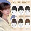 imageNAYOO Bangs Hair Clip  Moca Brown Fake Bangs 100 Real Human Hair Extensions Wispy Bangs for Women Fringe with Temples Hairpieces Curved Bangs for Daily WearNatural Black