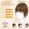 imageNAYOO Bangs Hair Clip  Moca Brown Fake Bangs 100 Real Human Hair Extensions Wispy Bangs for Women Fringe with Temples Hairpieces Curved Bangs for Daily WearLight Brown