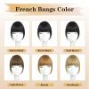 imageNAYOO Bangs Hair Clip  Moca Brown Fake Bangs 100 Real Human Hair Extensions Wispy Bangs for Women Fringe with Temples Hairpieces Curved Bangs for Daily WearLight Brown