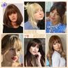 imageNAYOO Bangs Hair Clip  Moca Brown Fake Bangs 100 Real Human Hair Extensions Wispy Bangs for Women Fringe with Temples Hairpieces Curved Bangs for Daily Wear2 darkest brown