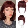 imageNAYOO Bangs Hair Clip  Moca Brown Fake Bangs 100 Real Human Hair Extensions Wispy Bangs for Women Fringe with Temples Hairpieces Curved Bangs for Daily WearRed