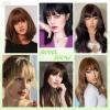 imageNAYOO Bangs Hair Clip  Moca Brown Fake Bangs 100 Real Human Hair Extensions Wispy Bangs for Women Fringe with Temples Hairpieces Curved Bangs for Daily WearBrown Black