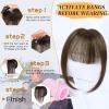 imageNAYOO Bangs Hair Clip  Moca Brown Fake Bangs 100 Real Human Hair Extensions Wispy Bangs for Women Fringe with Temples Hairpieces Curved Bangs for Daily WearLight Brown