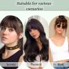 imageNAYOO Bangs Hair Clip  Moca Brown Fake Bangs 100 Real Human Hair Extensions Wispy Bangs for Women Fringe with Temples Hairpieces Curved Bangs for Daily WearMedium Brown
