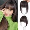 imageNAYOO Bangs Hair Clip  Moca Brown Fake Bangs 100 Real Human Hair Extensions Wispy Bangs for Women Fringe with Temples Hairpieces Curved Bangs for Daily WearDark Brown