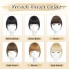 imageNAYOO Bangs Hair Clip  Moca Brown Fake Bangs 100 Real Human Hair Extensions Wispy Bangs for Women Fringe with Temples Hairpieces Curved Bangs for Daily Wearlight blonde