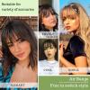 imageNAYOO Bangs Hair Clip  Moca Brown Fake Bangs 100 Real Human Hair Extensions Wispy Bangs for Women Fringe with Temples Hairpieces Curved Bangs for Daily WearBrown Black