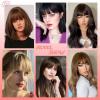 imageNAYOO Bangs Hair Clip  Moca Brown Fake Bangs 100 Real Human Hair Extensions Wispy Bangs for Women Fringe with Temples Hairpieces Curved Bangs for Daily Wearash blonde