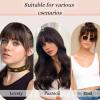 imageNAYOO Bangs Hair Clip  Moca Brown Fake Bangs 100 Real Human Hair Extensions Wispy Bangs for Women Fringe with Temples Hairpieces Curved Bangs for Daily WearZNatural black