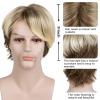 imageNAYOO Mens Short Wig Layered Blonde Male Wig Synthetic Hair Wigs Halloween Party with Wig CapBlonde Mix brown