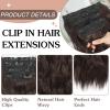 imageNAYOO 4PCS Dark Brown Clip in Hair Extensions Long Wavy Curly Synthetic Thick Hairpieces for Women with Fiber Double Weft Hair Full Head20 inch Brown
