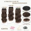 imageNAYOO Chocolate Brown Clip in Long Wavy Hair Extensions for Women 4PCS Curly Synthetic Thick Hairpieces with Fiber Double Weft Hair Full Head20 inch Chocolate Brown