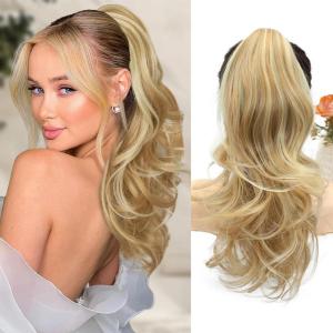 image:imageNAYOO Claw Clip Ponytail Extension Dirty Blonde 19 Long Wavy Ponytail Clip in Hair Extensions for Women Curly Natural Layered Pony Tails for Short Thin Hair Synthetic HairpieceDirty Blonde