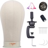 image:imageNAYOO 2124 inch Canvas Block Head Wig Head Stand for Making Wigs Display Styling Mannequin Head Set With Mount Hole 22inch  Light brown22inch  Light brown