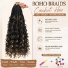 image:imageGoddess Box Braids Crochet Hair12 Inch Boho Crochet Hair for Women 8PK Pre Looped Boho Crochet Braids with Curly Ends1B30271B Honey Blonde Highlights 1BM27