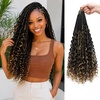image:imageGoddess Box Braids Crochet Hair12 Inch Boho Crochet Hair for Women 8PK Pre Looped Boho Crochet Braids with Curly Ends1B30271B Honey Blonde Highlights 1BM27