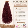 image:imageGoddess Box Braids Crochet Hair12 Inch Boho Crochet Hair for Women 8PK Pre Looped Boho Crochet Braids with Curly Ends1B3027Burgundy Wine Red