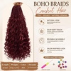 image:imageGoddess Box Braids Crochet Hair12 Inch Boho Crochet Hair for Women 8PK Pre Looped Boho Crochet Braids with Curly Ends1B3027Burgundy Wine Red