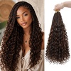 image:imageGoddess Box Braids Crochet Hair12 Inch Boho Crochet Hair for Women 8PK Pre Looped Boho Crochet Braids with Curly Ends1B3027Chocolate Auburn Highlights