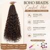 image:imageGoddess Box Braids Crochet Hair12 Inch Boho Crochet Hair for Women 8PK Pre Looped Boho Crochet Braids with Curly Ends1B3027Chocolate Auburn Highlights