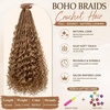 image:imageGoddess Box Braids Crochet Hair12 Inch Boho Crochet Hair for Women 8PK Pre Looped Boho Crochet Braids with Curly Ends1B3027Honey Blonde Blend