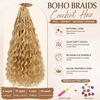image:imageGoddess Box Braids Crochet Hair12 Inch Boho Crochet Hair for Women 8PK Pre Looped Boho Crochet Braids with Curly Ends1B3027Honey Blonde Highlights