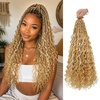 image:imageGoddess Box Braids Crochet Hair12 Inch Boho Crochet Hair for Women 8PK Pre Looped Boho Crochet Braids with Curly Ends1B3027Honey Blonde Highlights