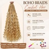 image:imageGoddess Box Braids Crochet Hair12 Inch Boho Crochet Hair for Women 8PK Pre Looped Boho Crochet Braids with Curly Ends1B3027Honey Blonde Highlights