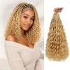 image:imageGoddess Box Braids Crochet Hair12 Inch Boho Crochet Hair for Women 8PK Pre Looped Boho Crochet Braids with Curly Ends1B3027Honey Blonde Highlights