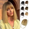 image:imageNAYOO Fake Bangs Hair Clip Light Brown 100 Real Human Hair  Wispy Bangs for Women Fringe with Temples Curved Bangs Daily WearAsh Blonde