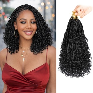image:imageGoddess Box Braids Crochet Hair12 Inch Boho Crochet Hair for Women 8PK Pre Looped Boho Crochet Braids with Curly Ends1B30271B