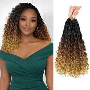 image:imageGoddess Box Braids Crochet Hair12 Inch Boho Crochet Hair for Women 8PK Pre Looped Boho Crochet Braids with Curly Ends1B30271B3027