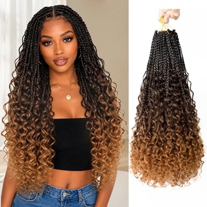 image:imageGoddess Box Braids Crochet Hair12 Inch Boho Crochet Hair for Women 8PK Pre Looped Boho Crochet Braids with Curly Ends1B30271B430