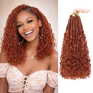 image:imageGoddess Box Braids Crochet Hair12 Inch Boho Crochet Hair for Women 8PK Pre Looped Boho Crochet Braids with Curly Ends1B3027350