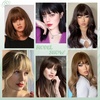 image:imageNAYOO Bangs Hair Clip Ash Blonde Fake Bangs 100 Real Human Hair Extensions Wispy Bangs for Women Fringe with Temples Hairpieces Curved Bangs for Daily WearMedium Brown