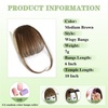 image:imageNAYOO Bangs Hair Clip Ash Blonde Fake Bangs 100 Real Human Hair Extensions Wispy Bangs for Women Fringe with Temples Hairpieces Curved Bangs for Daily WearMedium Brown