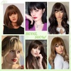 image:imageNAYOO Bangs Hair Clip Ash Blonde Fake Bangs 100 Real Human Hair Extensions Wispy Bangs for Women Fringe with Temples Hairpieces Curved Bangs for Daily WearBrown Black
