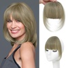 image:imageNAYOO Bangs Hair Clip Ash Blonde Fake Bangs 100 Real Human Hair Extensions Wispy Bangs for Women Fringe with Temples Hairpieces Curved Bangs for Daily WearLight Ash Blonde