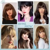 image:imageNAYOO Bangs Hair Clip Ash Blonde Fake Bangs 100 Real Human Hair Extensions Wispy Bangs for Women Fringe with Temples Hairpieces Curved Bangs for Daily WearDark Brown