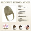 image:imageNAYOO Bangs Hair Clip Ash Blonde Fake Bangs 100 Real Human Hair Extensions Wispy Bangs for Women Fringe with Temples Hairpieces Curved Bangs for Daily WearLight Ash Blonde