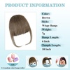 image:imageNAYOO Bangs Hair Clip Ash Blonde Fake Bangs 100 Real Human Hair Extensions Wispy Bangs for Women Fringe with Temples Hairpieces Curved Bangs for Daily WearBrown