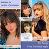 image:imageNAYOO Bangs Hair Clip Ash Blonde Fake Bangs 100 Real Human Hair Extensions Wispy Bangs for Women Fringe with Temples Hairpieces Curved Bangs for Daily WearDark Brown