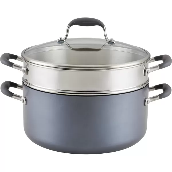 Anolon Advanced Hard-Anodized Dutch Oven Multipurpose Steamer Set, 8.5-Quart, Graphite