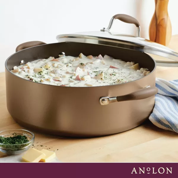 Anolon Advanced Hard-Anodized Dutch Oven Multipurpose Steamer Set, 8.5-Quart, Graphite